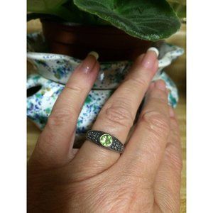 Vintage August Peridot and Sterling Ring Apple Green Birthday